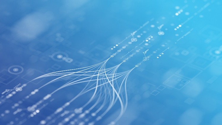 Blue color infographis with white lines