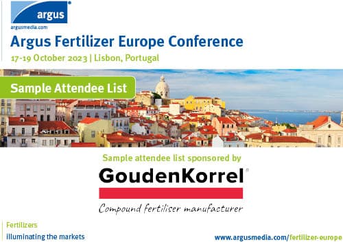 2023 sample attendee list for Argus Fertilizer Europe Conference