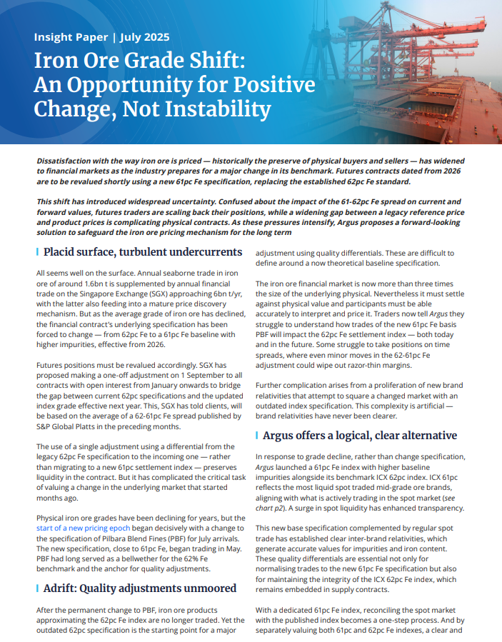 Iron ore grade shift
